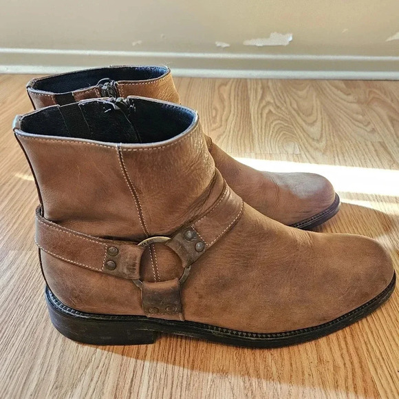 Donald J Pliner Men's  Moto Riding Biker Short Rider Brown Boho Fall Boots 8. - Picture 4 of 10